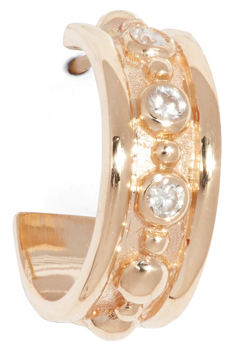 Dew Drop Marine Huggie Hoop Earrings, Alternate, color, GOLD/ DIAMOND