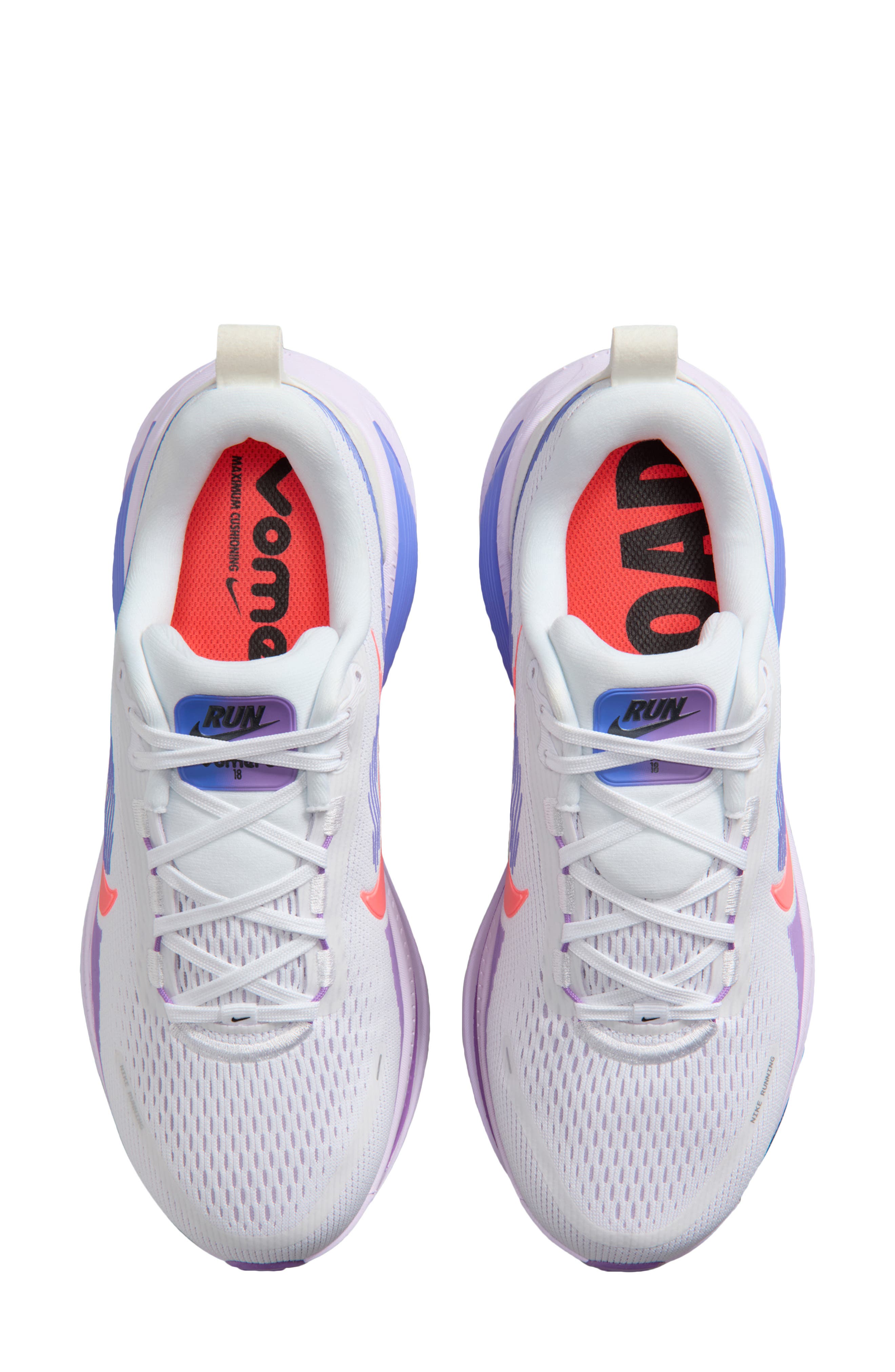 Vomero 18 Running Shoe, Alternate, color, WHITE/ VIOLET/ SAPPHIRE/ LAVA