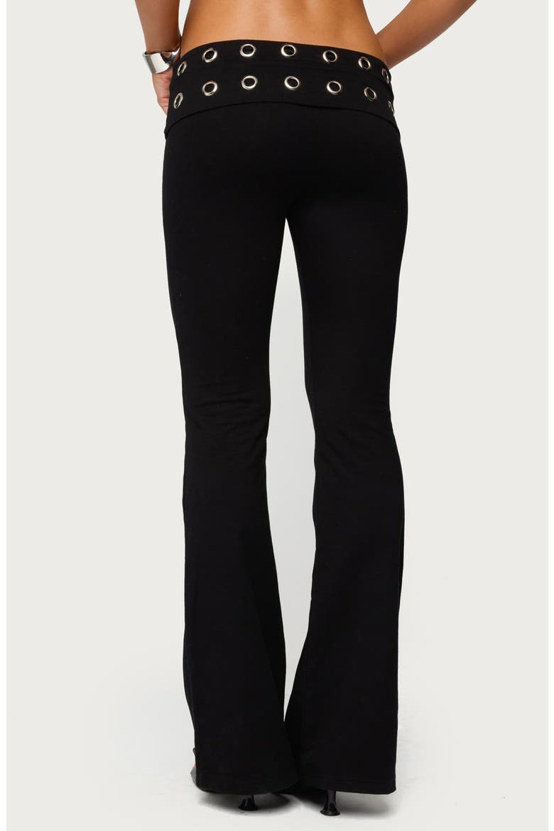 Nairobi Grommet Foldover Low Rise Flare Pants, Alternate, color, BLACK
