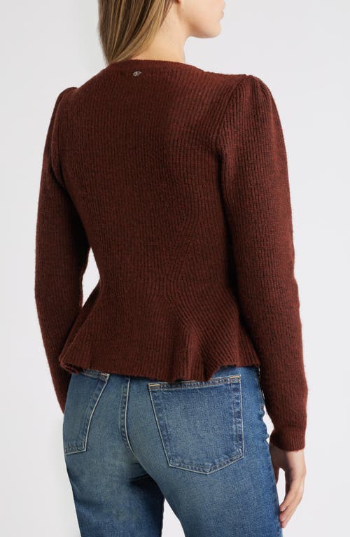 Sam Edelman Keegan Peplum Cardigan In Bitter Chocolate