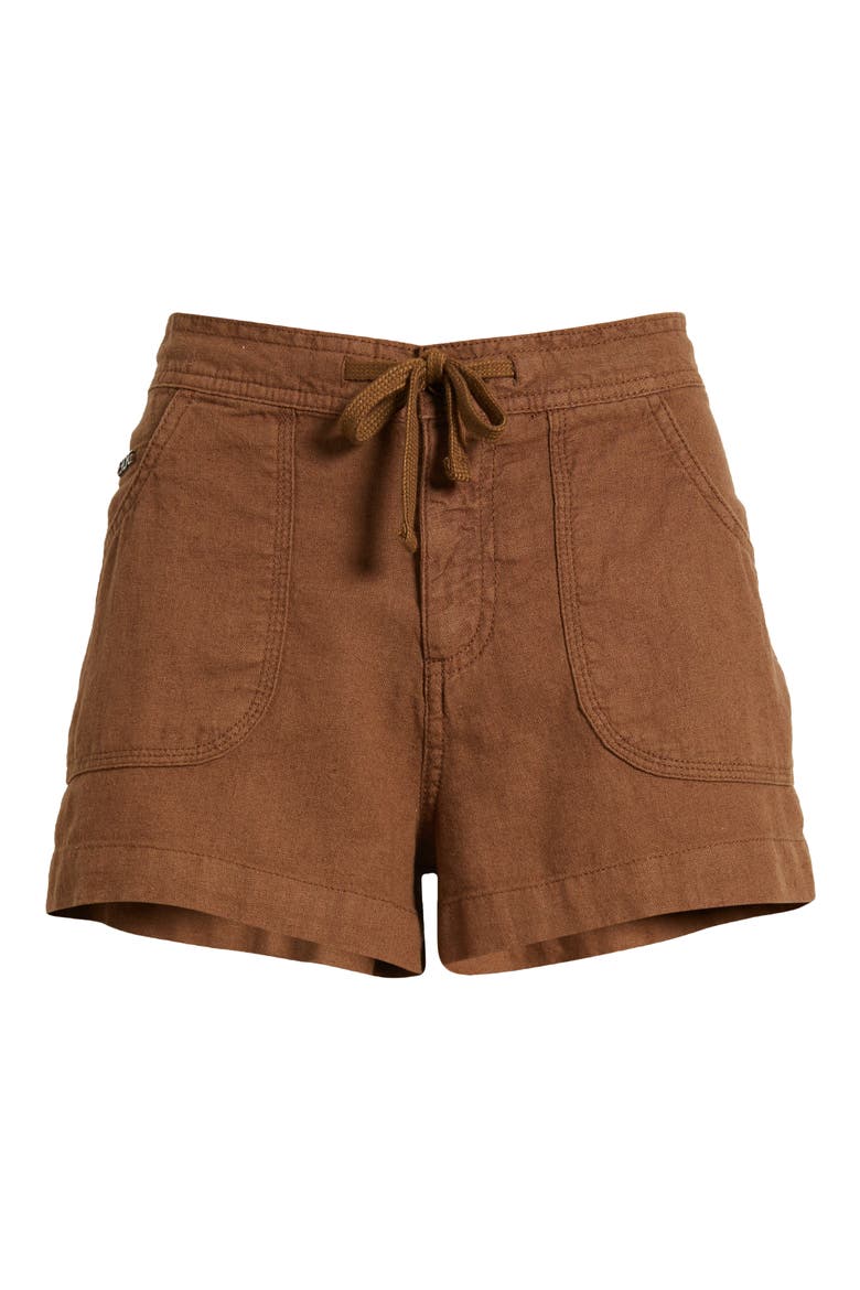 Linen Drawstring Shorts, Alternate, color, CHOCOLATE