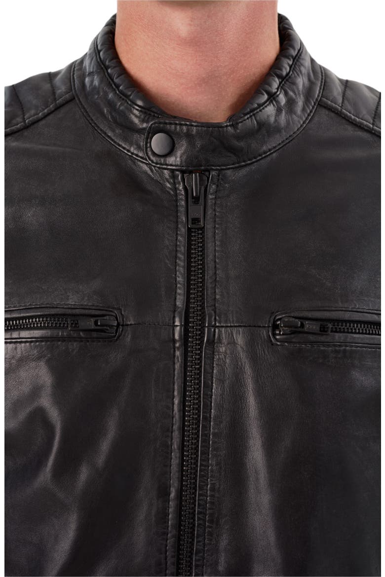 Leather Moto Jacket, Alternate, color, BLACK