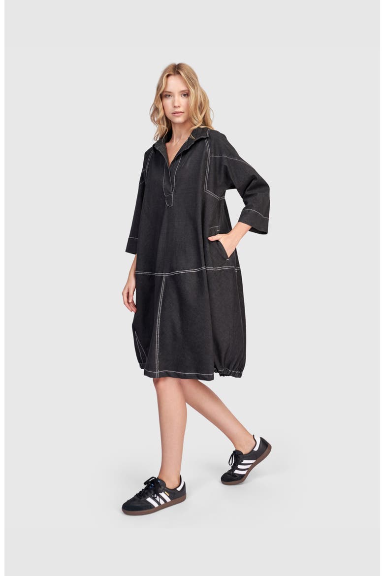 Panama Oversized Shirt Dress, Alternate, color, Black