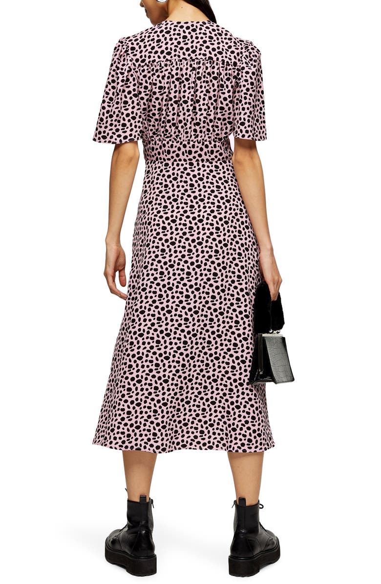 Topshop Animal Print Midi Dress, Alternate, color, 