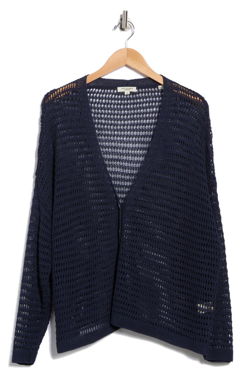 MAX STUDIO Open Stitch Cardigan, Alternate, color, Navy
