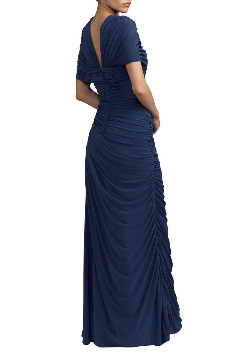 Embellished Jersey Draped Column Gown, Alternate, color, Sapphire