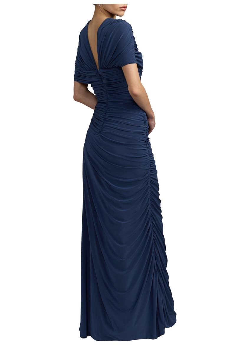Mac Duggal Embellished Jersey Draped Column Gown, Alternate, color, Sapphire