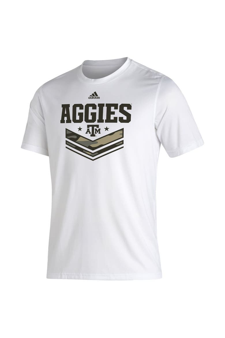 Men's adidas White Texas A&M Aggies Military Appreciation Creator T-Shirt, Alternate, color, White