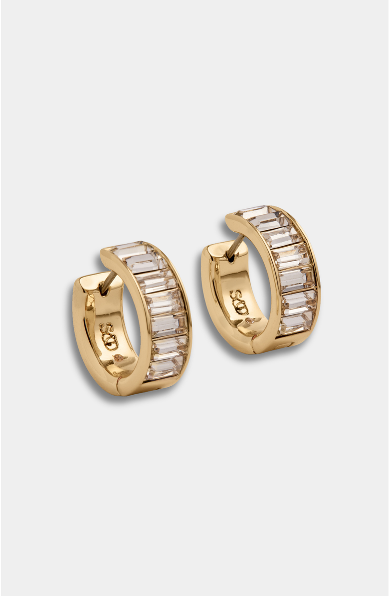 Stella & Dot Channel Set Hoop Earrings, Main, color, Gold