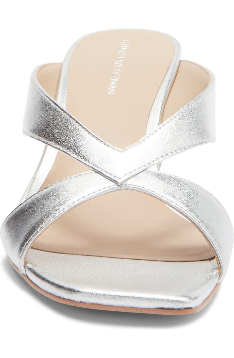 Stuart Weitzman Miami Wedge Slide Sandal, Alternate, color, Silver