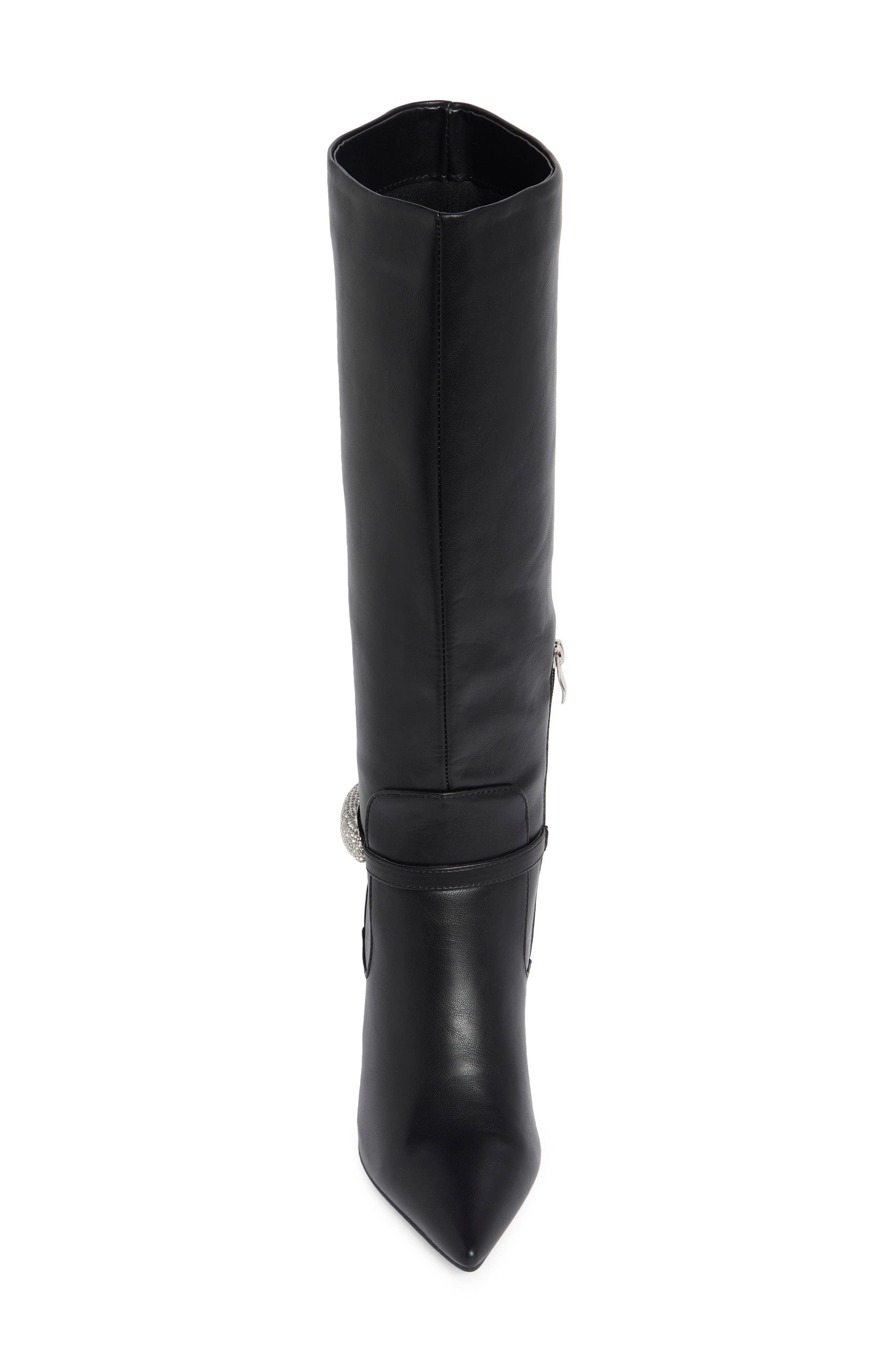 Domineca Knee High Faux Leather Boot, Alternate, color, BLACK