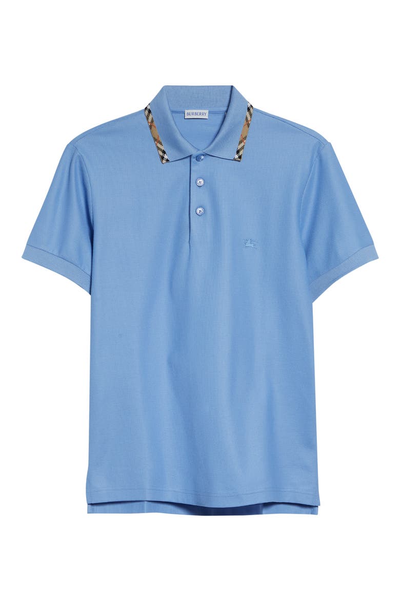 Eddie Check Trim Cotton Piqué Polo, Alternate, color, CORNFLOWER BLUE