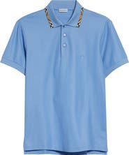 Burberry Eddie Check Trim Cotton Piqué Polo
