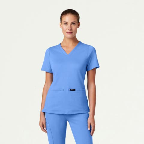 Cesi Women's 2-Pocket Slim Knit V-Neck Scrub Top
