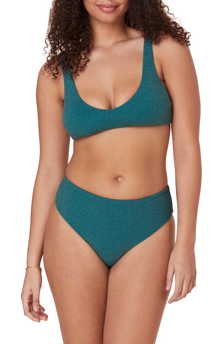 Andie The Delray Metallic Bikini Top, Alternate, color, Ceramic