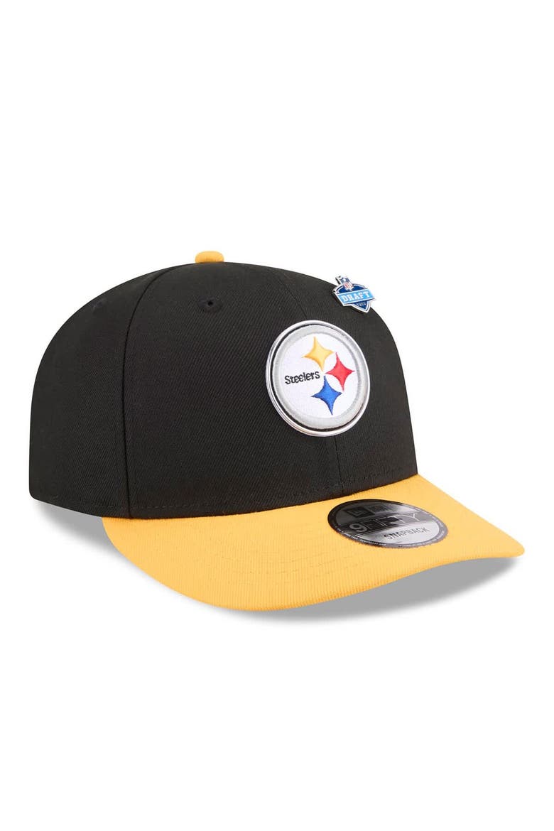 Men's New Era  Black/Gold Pittsburgh Steelers 2026 NFL Draft On Stage Pre-Curved 9FIFTY Snapback Hat, Alternate, color, Black