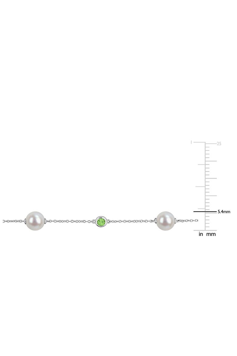 8.5-9mm Cultured Freshwater Pearl & Stone Station Bracelet, Alternate, color, GREEN