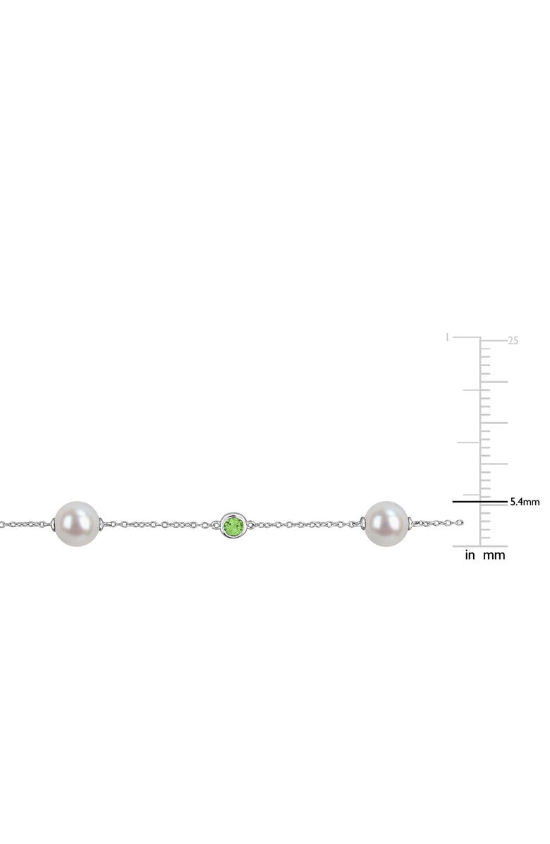 DELMAR 8.5-9mm Cultured Freshwater Pearl & Stone Station Bracelet, Alternate, color, Green