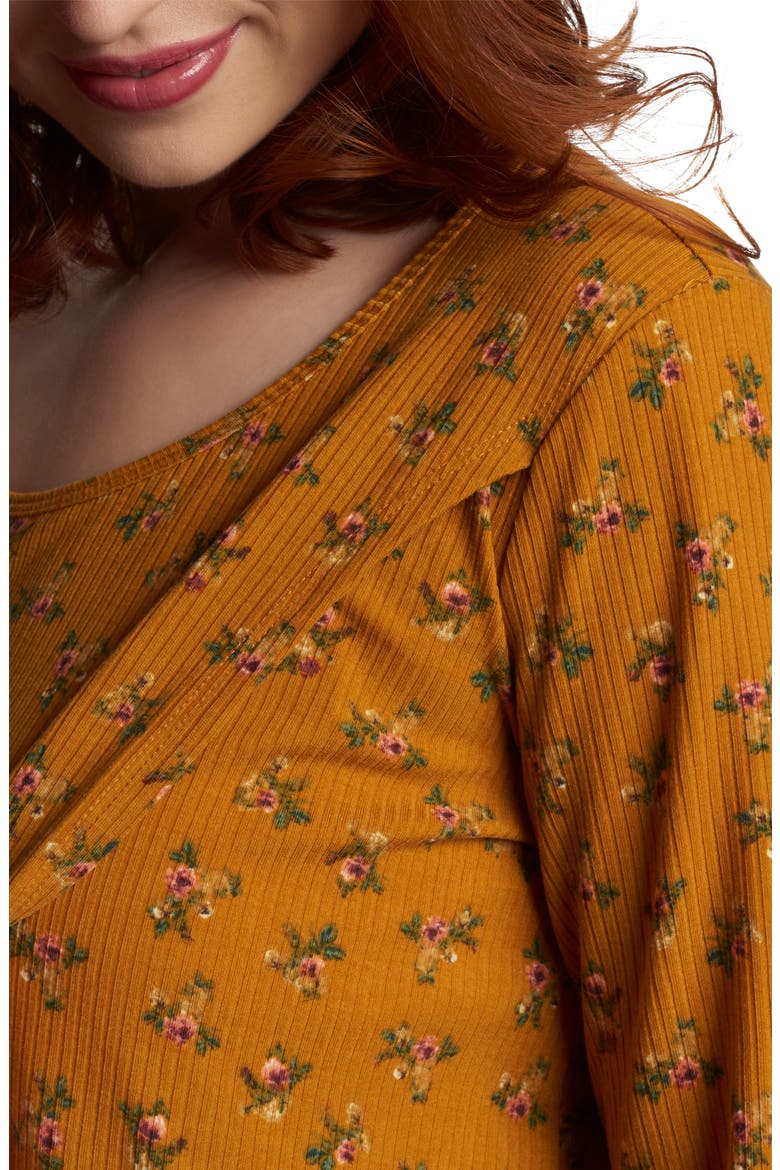 Adriana Stripe Long Sleeve Maternity/Nursing Tee, Alternate, color, MUSTARD DITSY