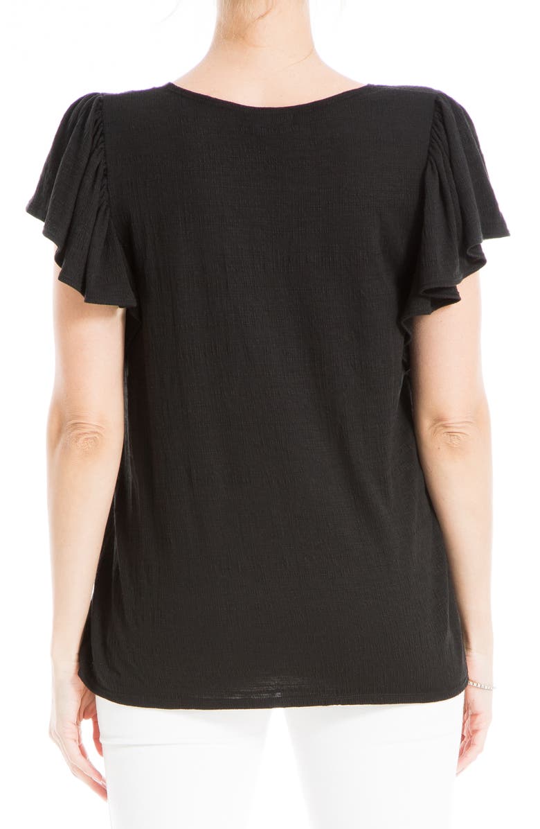 MAX STUDIO Flutter Sleeve Jersey Crinkle Top, Alternate, color, 
