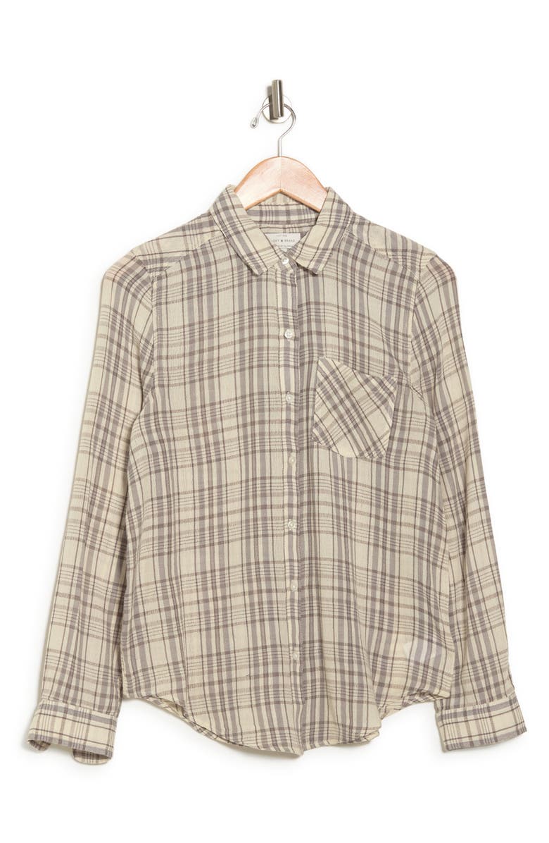 Lucky Brand Gauze Plaid Button-Up Shirt, Alternate, color,