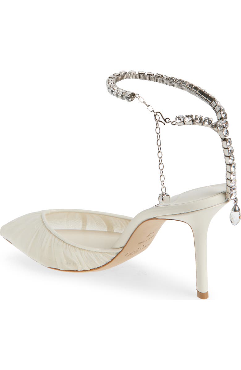 Jimmy Choo Saeda Crystal Ankle Strap Pointed Toe Pump, Alternate, color, Ivory/ Crystal