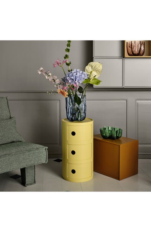Kosta Boda Crackle Tall Circular Vase In Blue