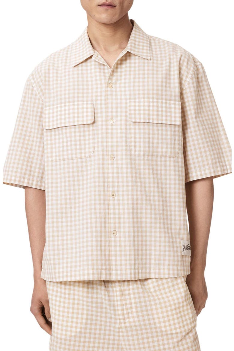 Rockland Gingham Cotton Button-Up Shirt, Main, color, DESERT YELLOW
