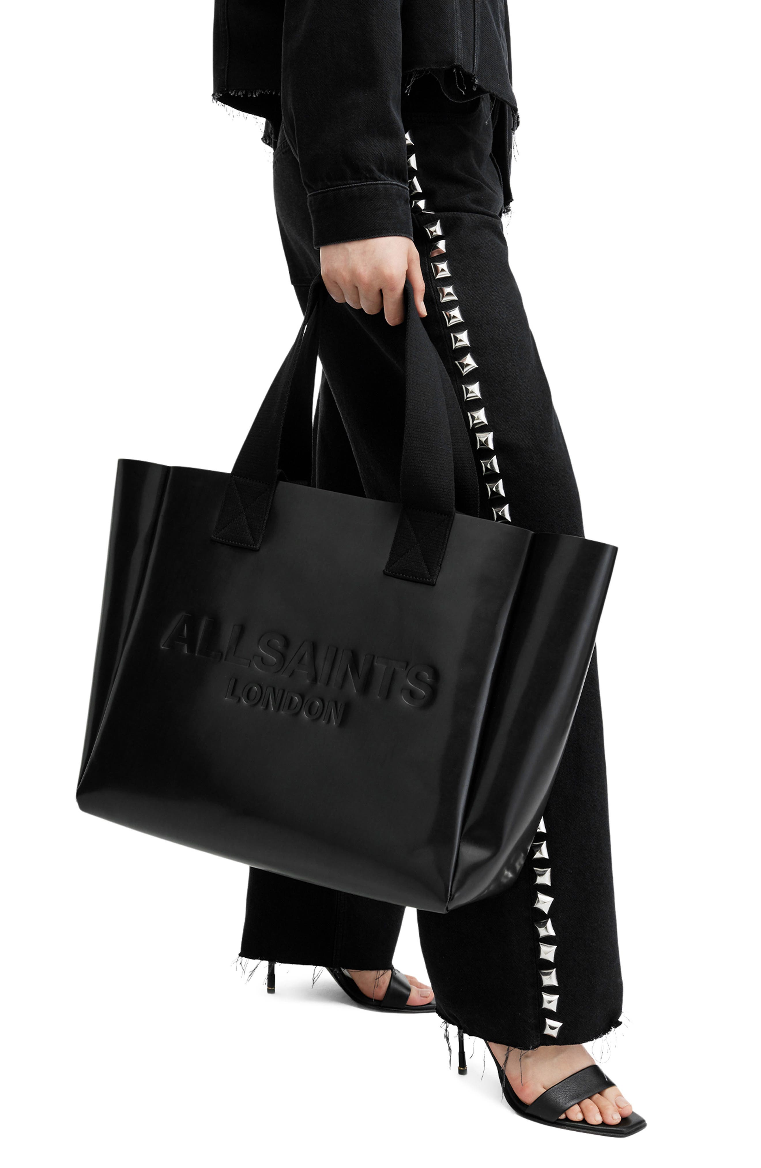 AllSaints Izzy Leather Tote, Alternate, color, Black