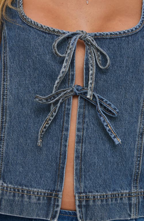 Princess Polly Stefenie Tie Front Organic Cotton Blend Denim Top In Blue