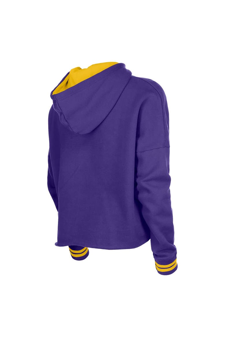Women's New Era  Purple Los Angeles Lakers Boxy Raw Edge Pullover Hoodie, Alternate, color, Purple