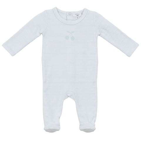 Boy Textured Cherry Chest Artwork Long Sleeve Romper (Baby)