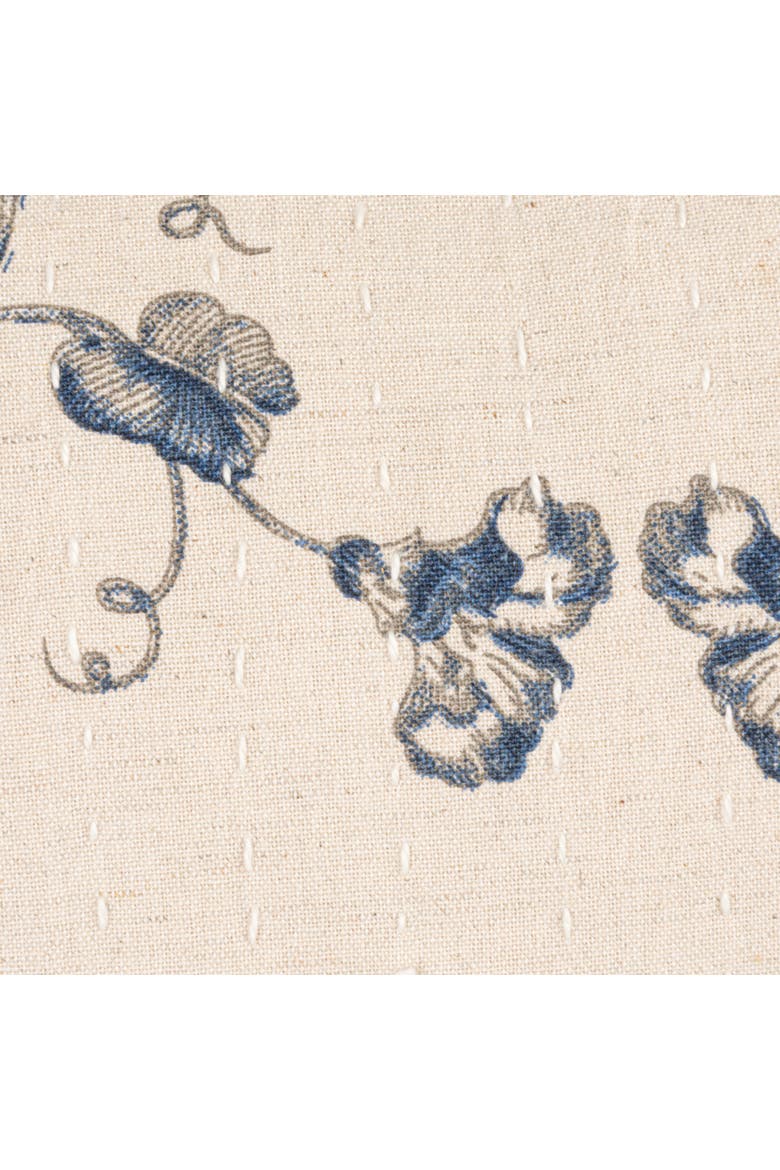 Floral Patterned Cotton and Linen Pillow, Blue, Alternate, color, Blue