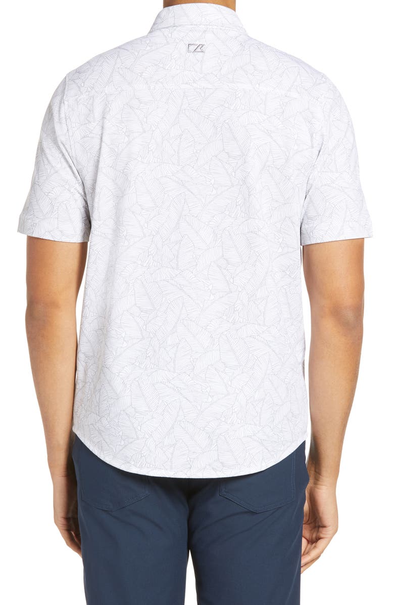 Cutter & Buck Reach Regular Fit Stretch Print Short Sleeve Button Down Shirt, Alternate, color,