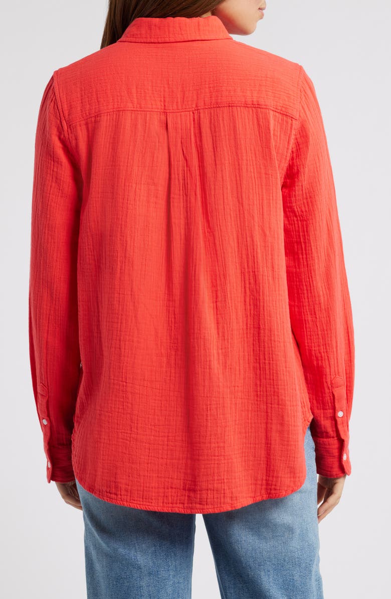 Caslon<sup
®</sup
 Casual Gauze Button-Up Shirt, Alternate, color, Red Bittersweet