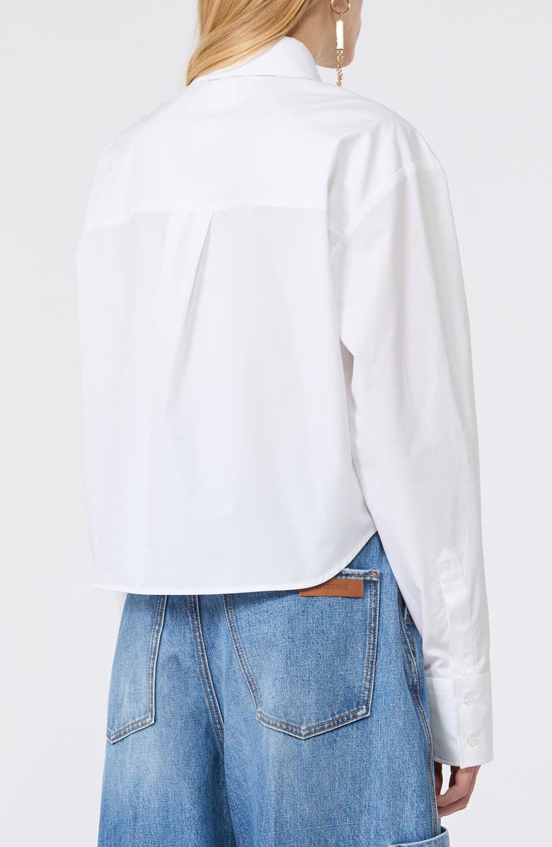 SPORTMAX Boxy Cotton Poplin Button-Up Shirt, Alternate, color, Optical White