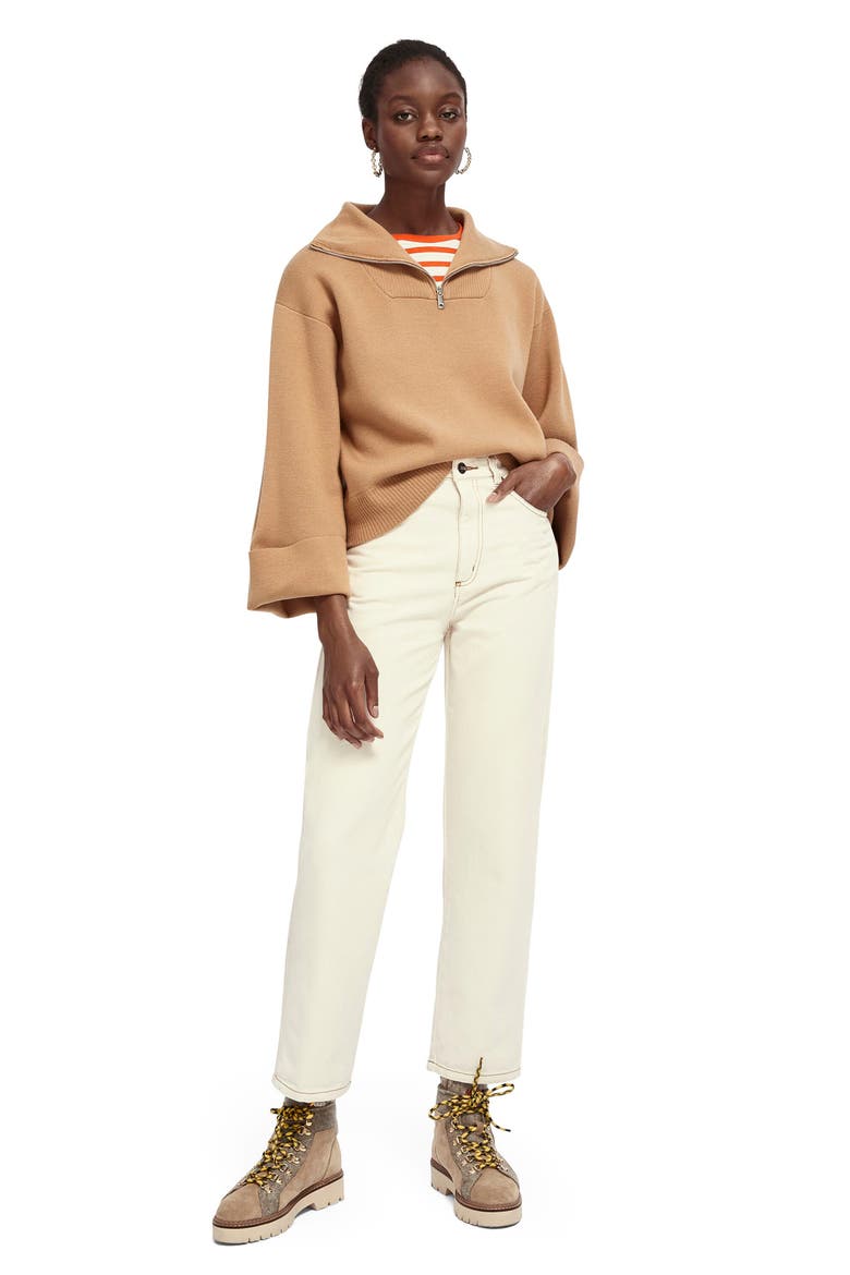 Wool Blend Anorak Sweater, Alternate, color, CAMEL MELANGE