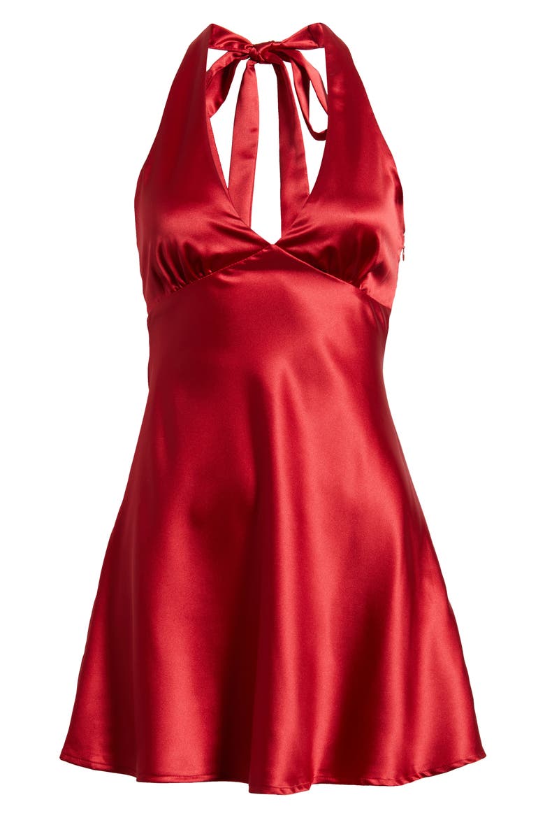 Pelagia Satin Halter Minidress, Alternate, color, RED