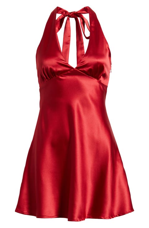 Pelagia Satin Halter Minidress