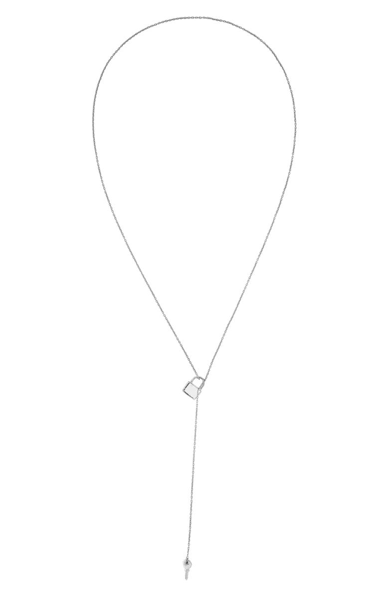 Adornia Lock & Key Lariat Necklace, Alternate, color, 
