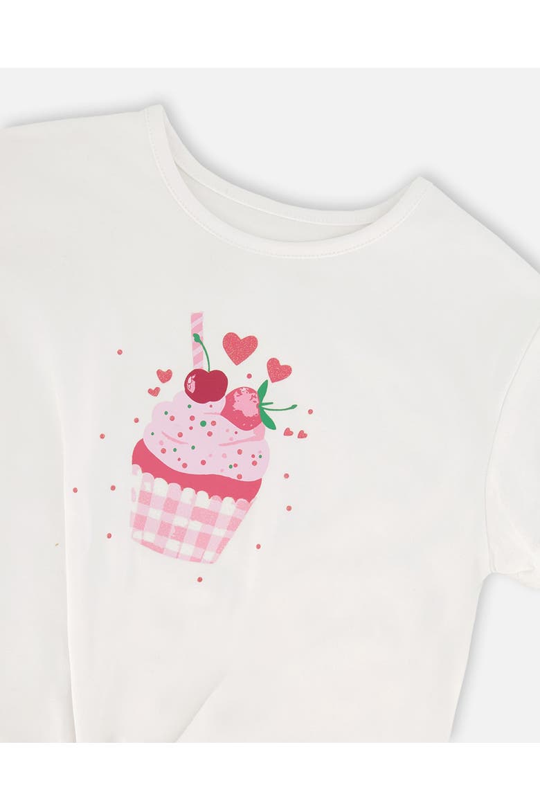 Organic Cotton Jersey Cupcake T-Shirt with Tie at Waist, Alternate, color, White