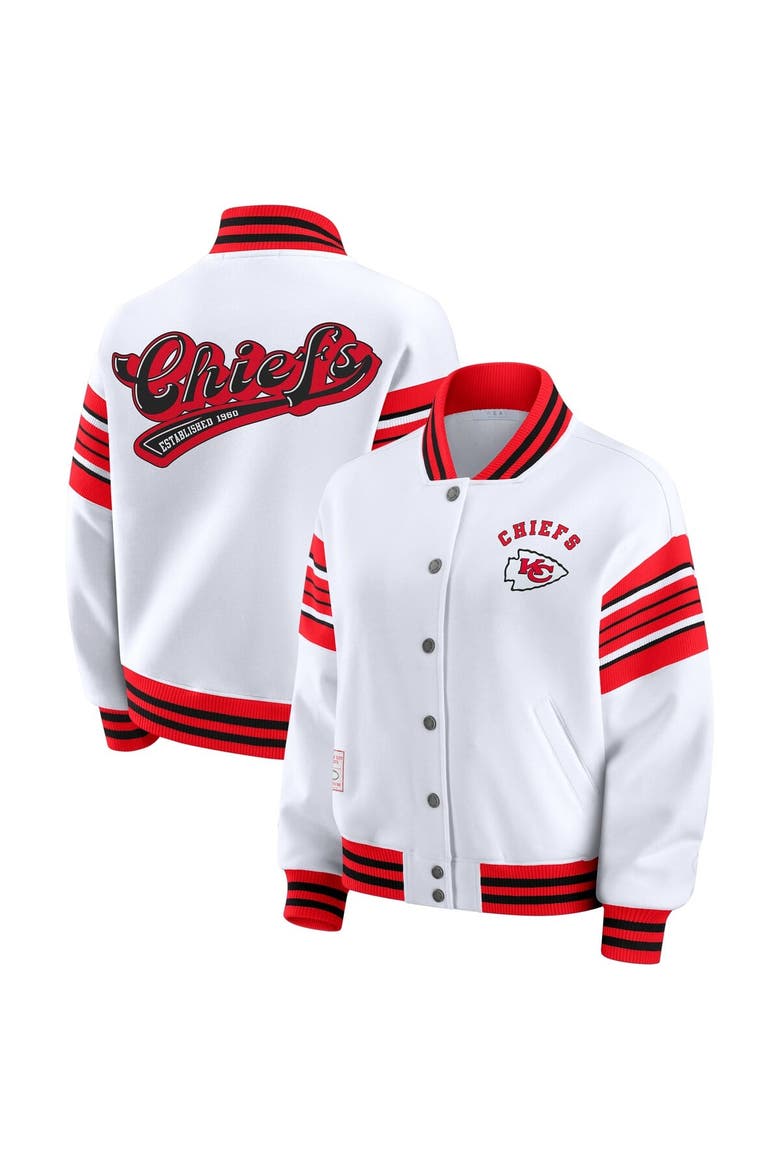 Women's WEAR by Erin Andrews White Kansas City Chiefs Plus Size Full-Snap Fleece Sweatshirt Jacket, Main, color, White