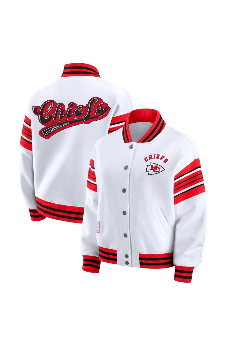 WEAR by Erin Andrews Women's WEAR by Erin Andrews White Kansas City Chiefs Plus Size Full-Snap Fleece Sweatshirt Jacket, Main, color, White
