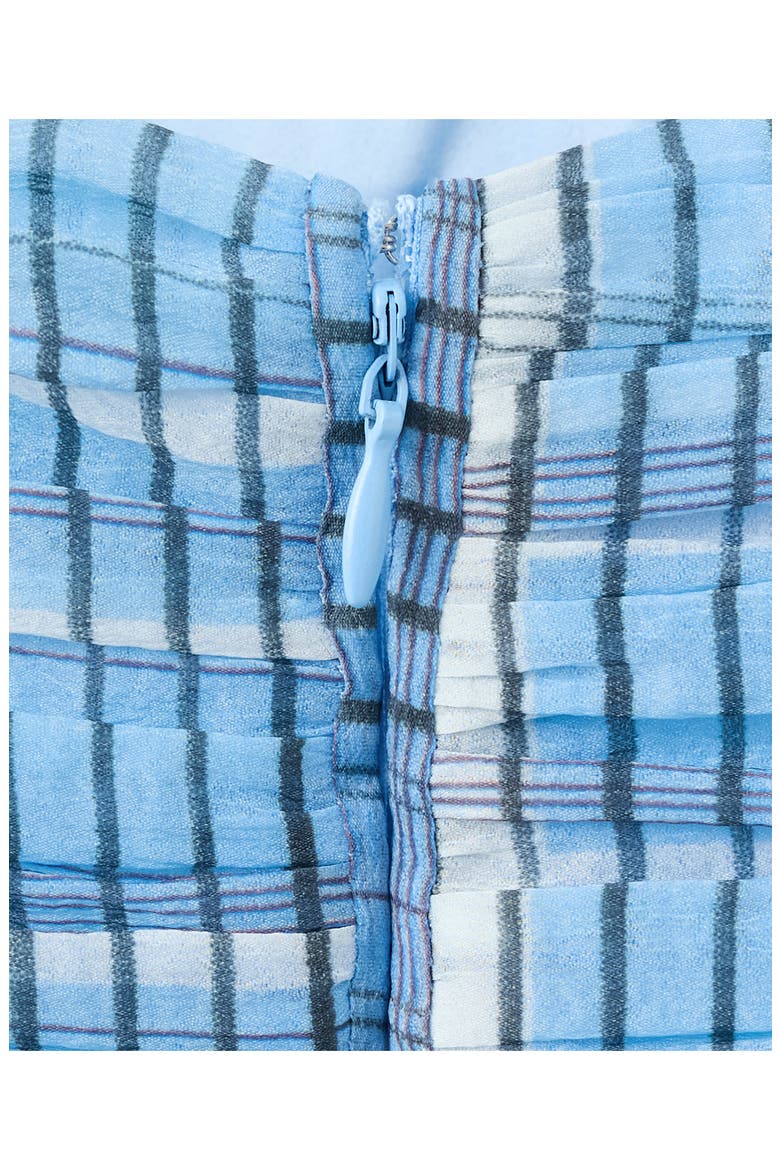 Ruched Plaid Minidress, Alternate, color, BLUE