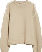 TOTEME Shell Stitch Trim Wool, Cashmere & Cotton Sweater