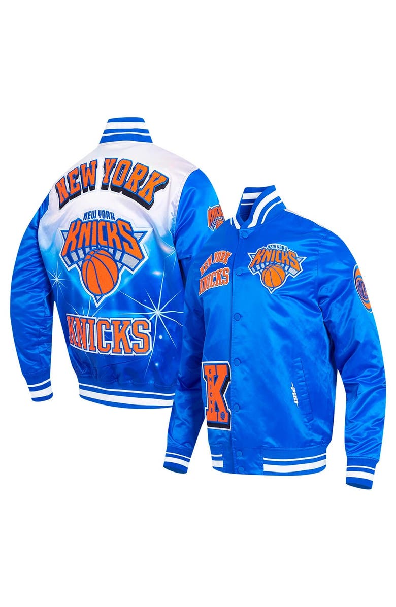 PRO STANDARD Men's Pro Standard Royal New York Knicks Sublimated Satin Full-Snap Jacket, Main, color, Royal