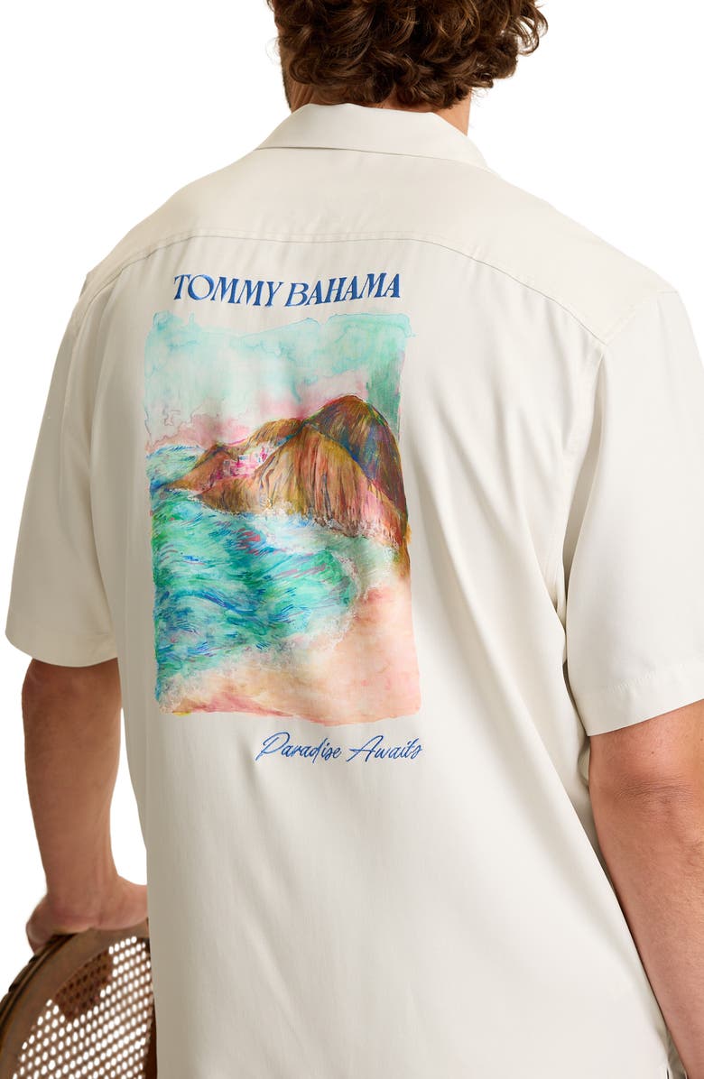 Tommy Bahama Tide & Time Floral Silk Camp Shirt, Alternate, color, Coastal Mist