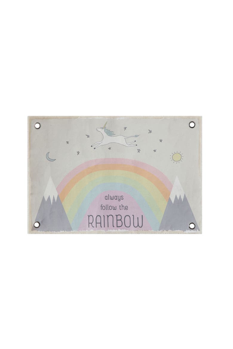 "Always Follow" Flax Wall Décor with Rainbow, Main, color, Multicolor