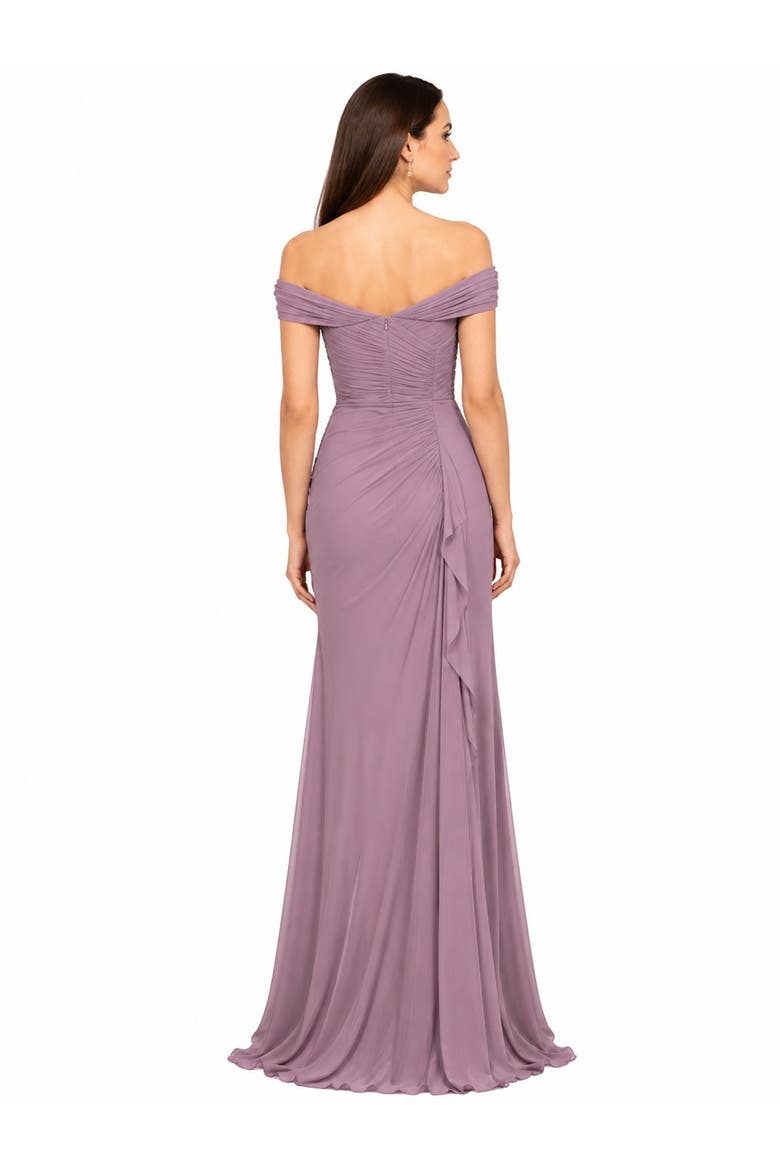 Off Shoulder Elegant Chiffon Gown, Alternate, color, Wisteria