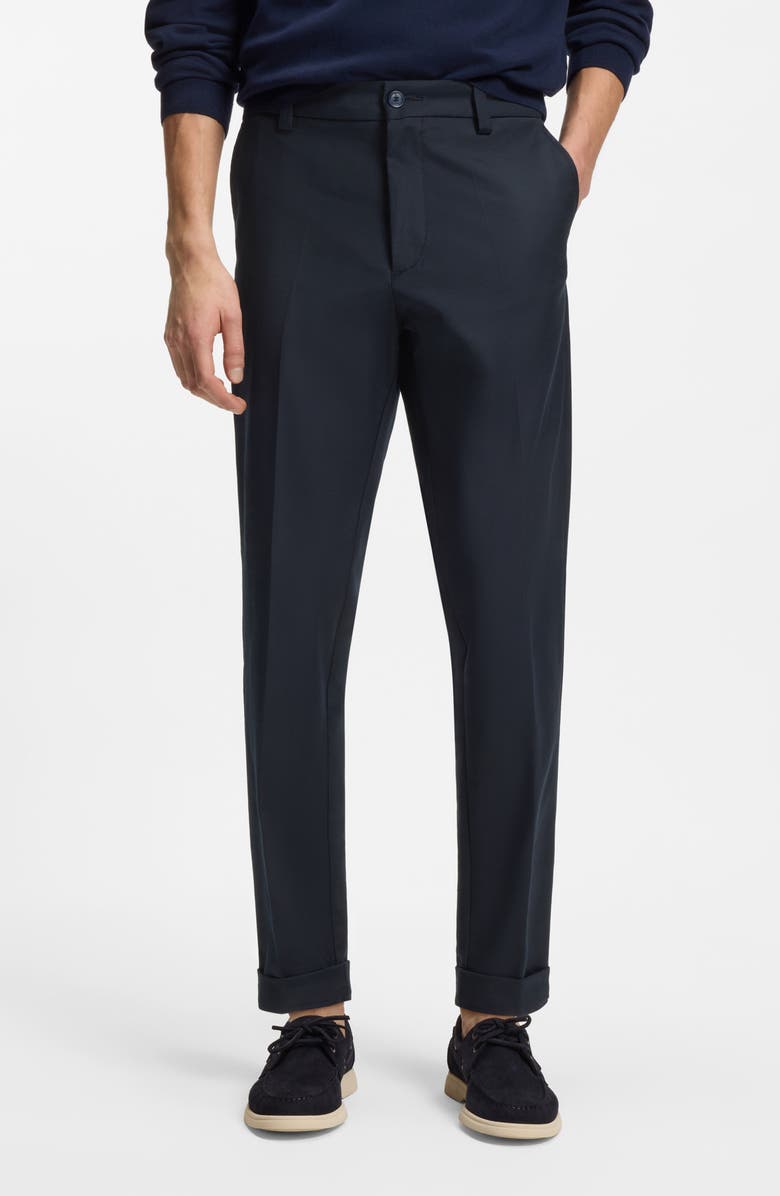 BOSS Kane Flat Front Straight Leg Pants, Main, color, Dark Blue